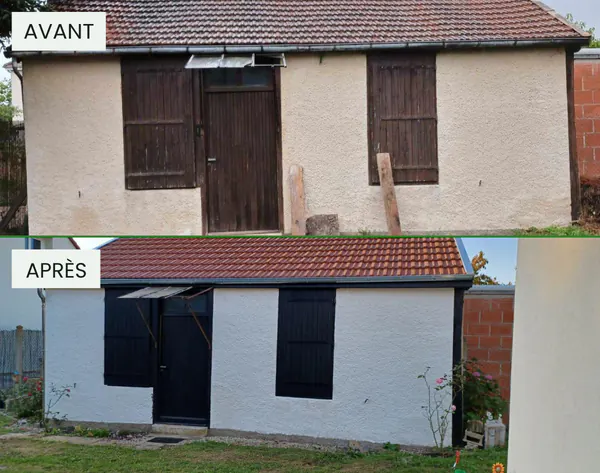 Rénovation de la façade d'une dépendance : avant / après