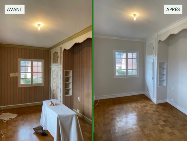 Pièce intérieur avant et après peinture